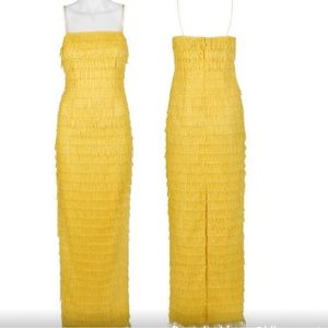 NWT! Aidan Mattox Sequin Column Gown, Lemon, women size 10